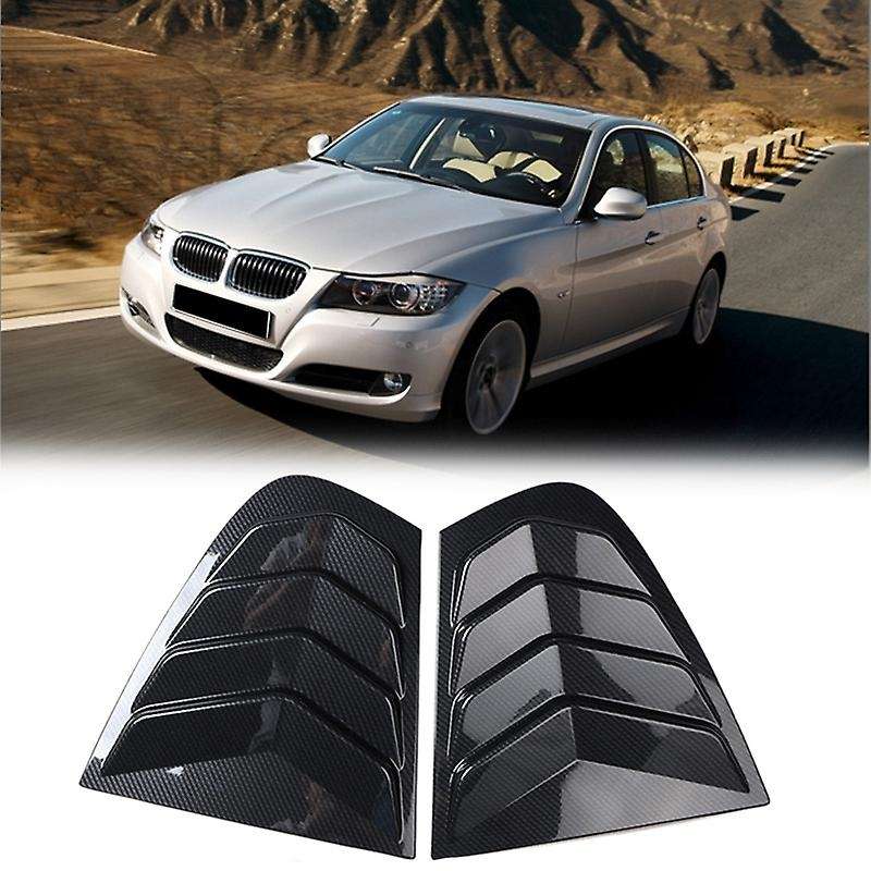 Car Black Carbon Fiber Rear Door Window Triangular Trims for  3 Series 320I 2016-2019
