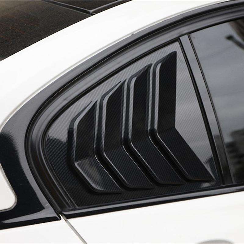 Car Black Carbon Fiber Rear Door Window Triangular Trims for  3 Series 320I 2016-2019