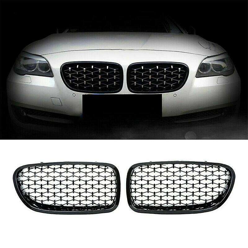 Car Black Front Bumper Diamond Kidney Grilles Grille for 5 Series F10 F11 F18 520I 528I 2010-2016