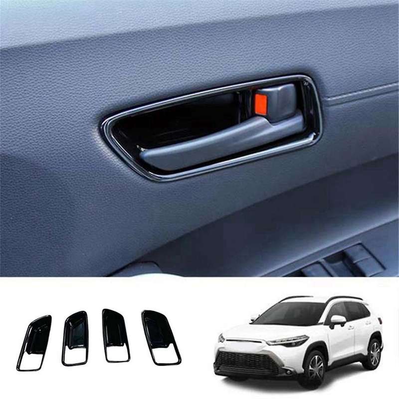 Car Black Interior Door Handle Bowl Panel Decoration Cover Trim for 2021 2022 Rhd Handle Trim