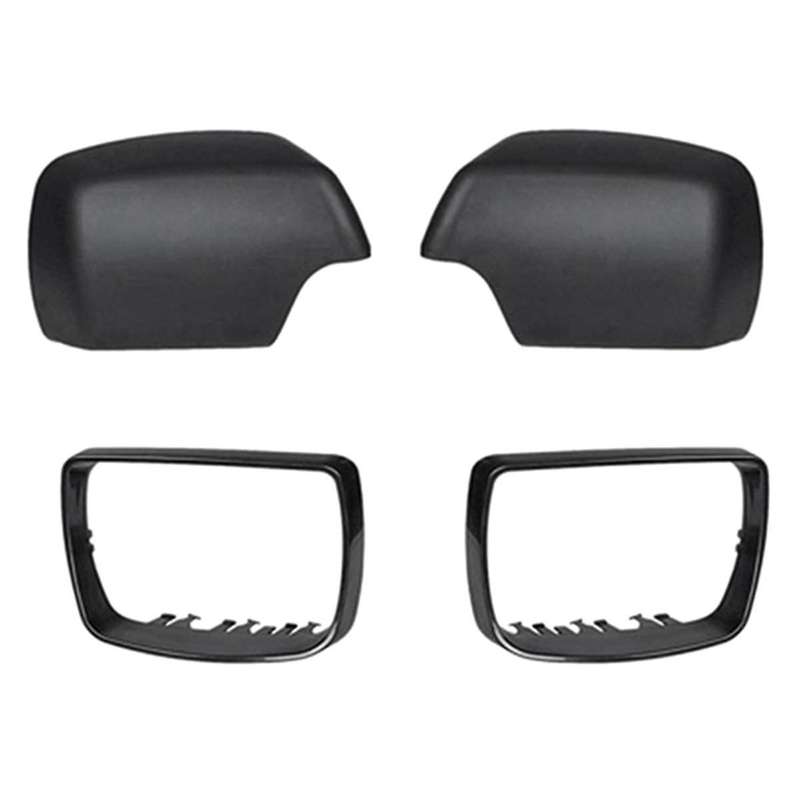 Car Black Rearview Mirror Cover Shell Side Mirror Caps with Frame Replacement for E53 X5 2000-2006
