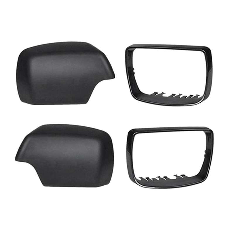 Car Black Rearview Mirror Cover Shell Side Mirror Caps with Frame Replacement for E53 X5 2000-2006