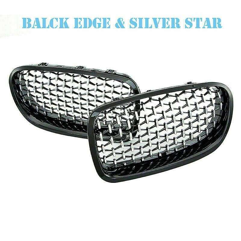 Car Black+Silver Front Bumper Diamond Kidney Grilles Grille for 5 Series F10 F11 F18 520I 528I 2010-