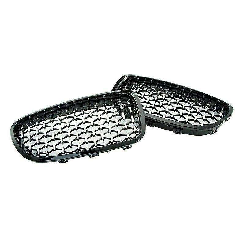 Car Black+Silver Front Bumper Diamond Kidney Grilles Grille for 5 Series F10 F11 F18 520I 528I 2010-