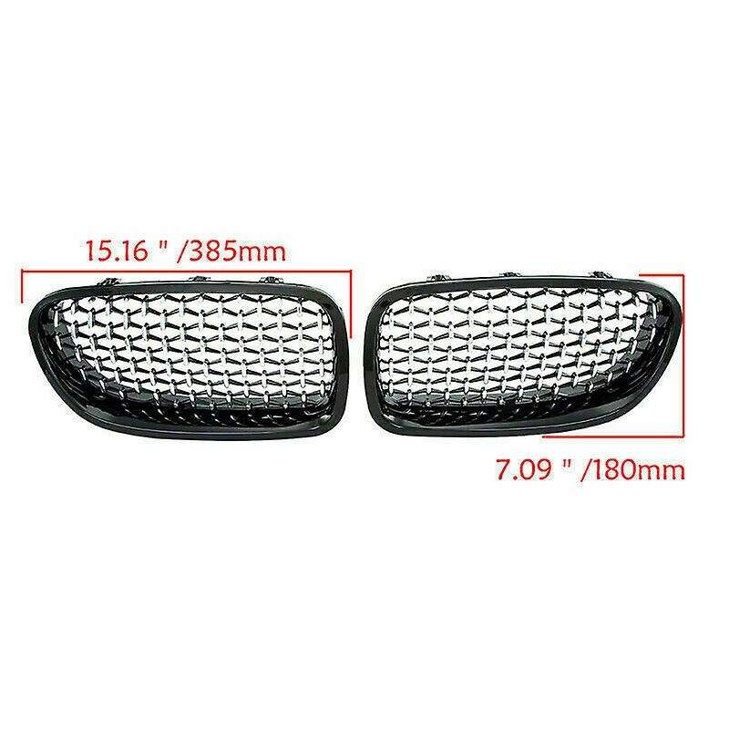 Car Black+Silver Front Bumper Diamond Kidney Grilles Grille for 5 Series F10 F11 F18 520I 528I 2010-