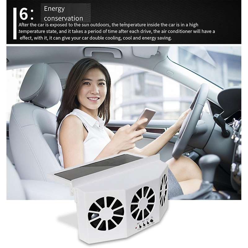 Car Black Ventilation Fan Solar Charging Car Fan Heater Fan for Car Window Cooling Artifact Car Exha