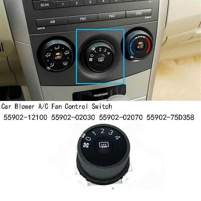 Car Blower A/C Fan Control Switch for Matrix 55902-12100 55902-02030 55902-02070 55902-75D358