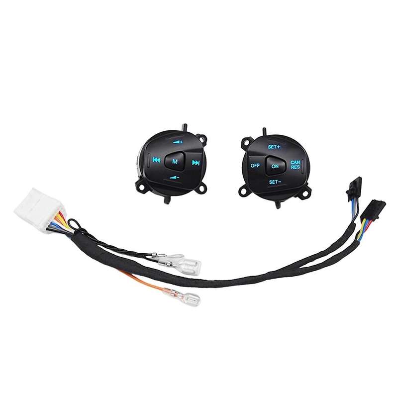 Car Blue LED Steering Wheel Cruise Control Switch Button with Wiring for Fiesta MK7 MK8 Escort Ecosp