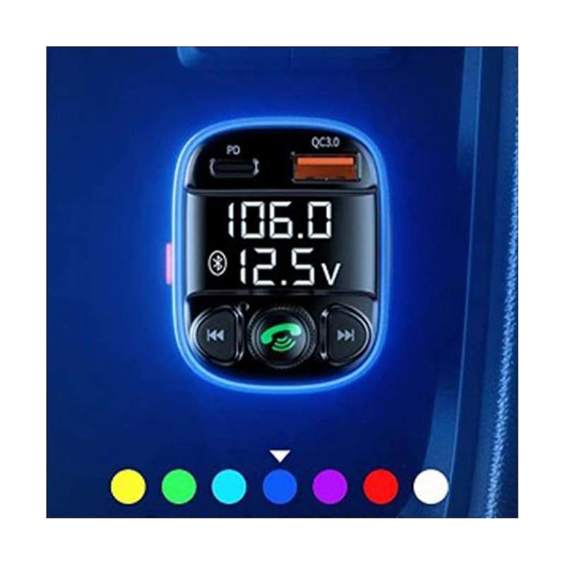 Car Bluetooth 5.0 Mp3 Player Fm Dual Digital Display Can Connect Two Mobile Phones Car Charger Pd20