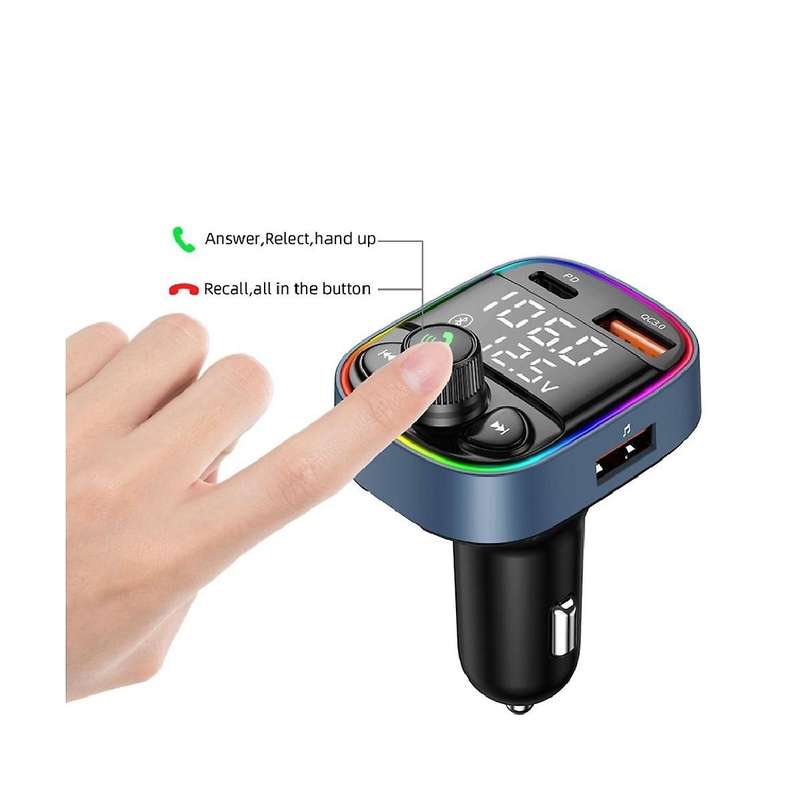 Car Bluetooth 5.0 Mp3 Player Fm Dual Digital Display Can Connect Two Mobile Phones Car Charger Pd20