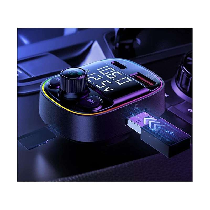 Car Bluetooth 5.0 Mp3 Player Fm Dual Digital Display Can Connect Two Mobile Phones Car Charger Pd20