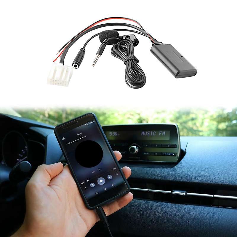 Car Bluetooth 5.0 Aux Cable Microphone Handsfree Mobile Phone Free Calling Adapter for Mazda 2 3 5