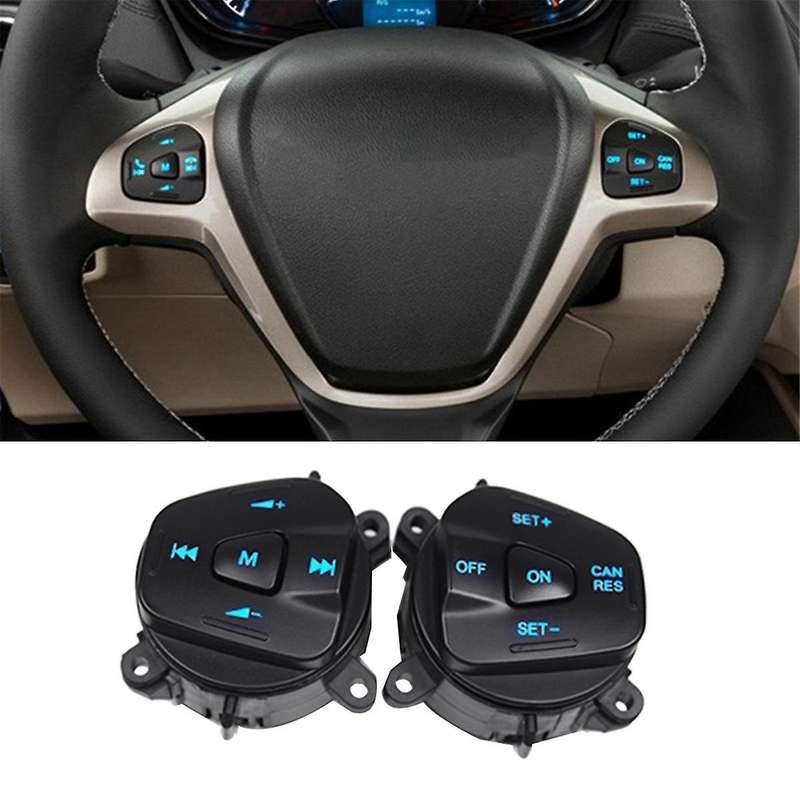 Car Blue LED Steering Wheel Right Left Cruise Control Switch Button for Fiesta MK7 MK8 Escort Ecosp