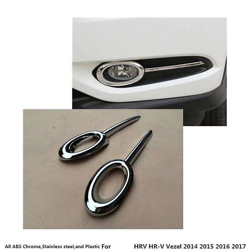 Car Body Head Front Fog Light Lamp Frame Stick Styling ABS Chrome Trim 2Pcs for -V Vezel 2014-2018