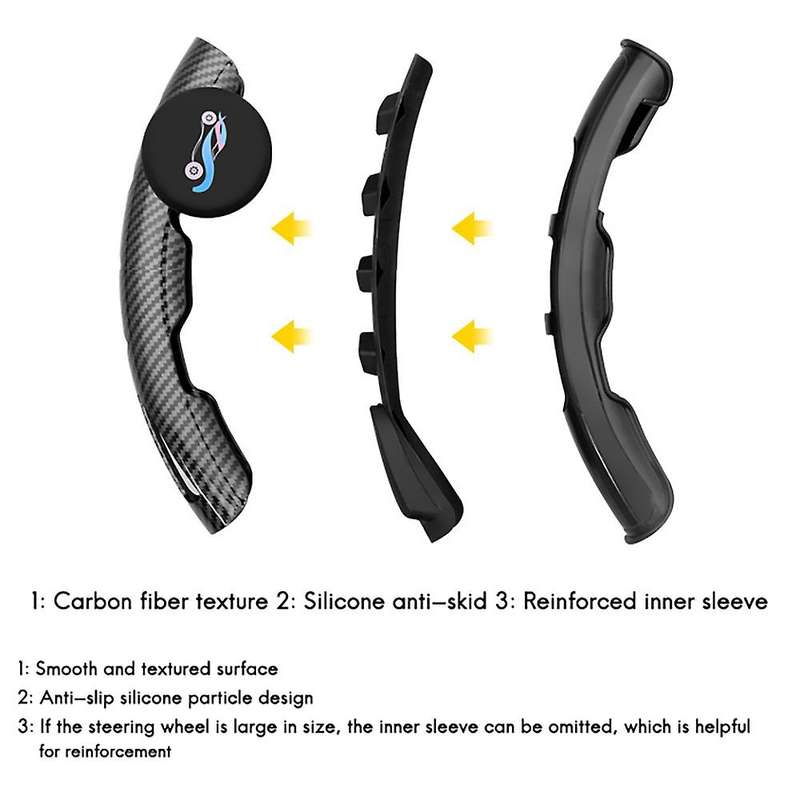 Car Booster with Spinner Handle Knob Anti Auxiliary Ball Steering Wheel Cover Universal Carbon Fibe
