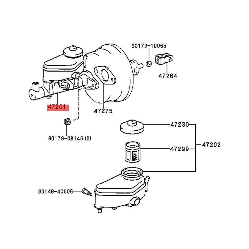 Car Brake Master Cylinder Sub-assembly 47201-12800 for 1992-2002 Geo 1993-1997