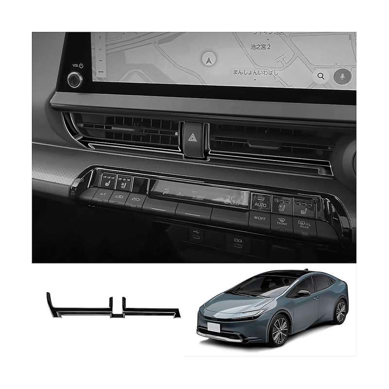 Car Bright Black Center Inner Ac Dashs Trim Dashboard Panel for Prius 60 Series 2022 2023 1pcs