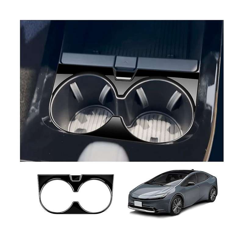 Car Bright Black Center Console Water Cup Holder Decoration Cover Trim Stickers for Prius 60 Series