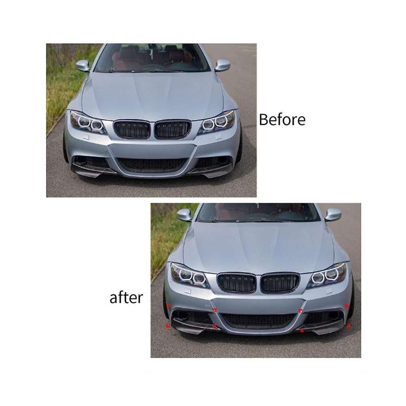 Car Bright Black Front Bumper Splitter Spoiler Trim Fog Light Canard for 3 Series E90 E91 2009-2012