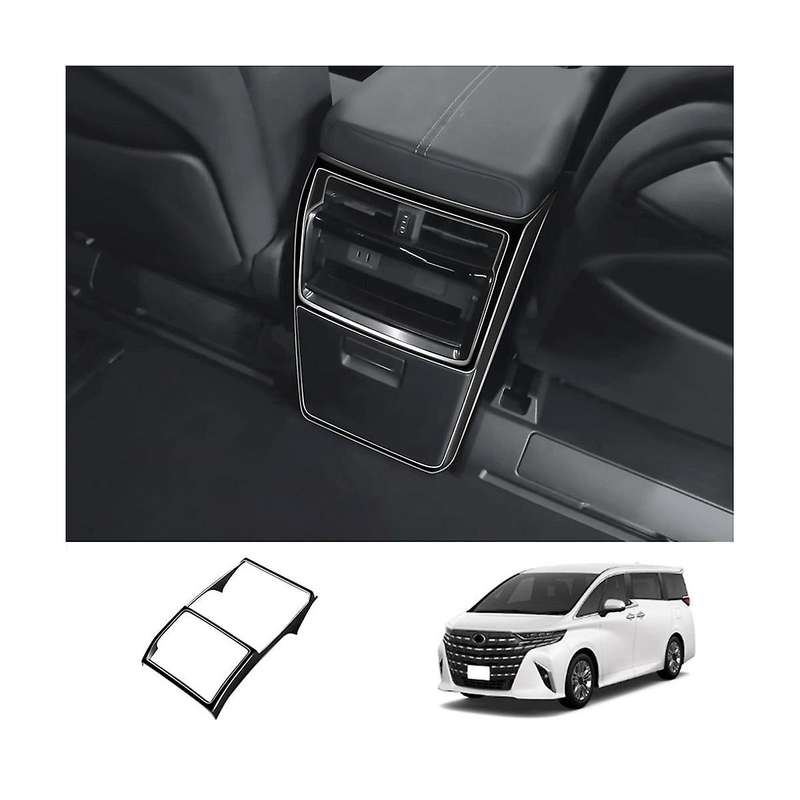 Car Bright Black Rear Air Condition Vent Outlet Frame Anti-kick Panel Cover Trim for Alphard 40 Seri