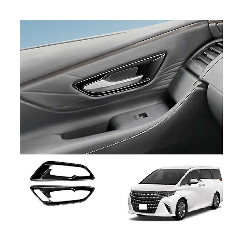 Car Bright Black Inner Door Bowl Panel Inside Handle Protector Cover for Alphard 40 Series 2023+ RHD