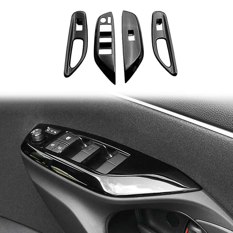 Car Bright Black Window Glass Lift Button Trim Switch Cover Door Armrest Panel Sticker for YARiS 202