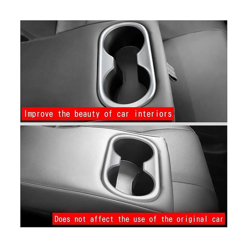 Car Bright Black Style Rear Water Cup Frame Trim Cover Armrest Cup Holder Cover for Prius 60 Series