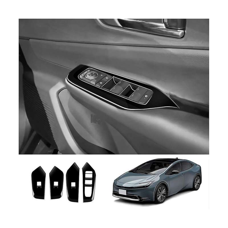 Car Bright Black Window Glass Lift Button Switch Cover Trim Door Armrest Panel for Prius 60 Series