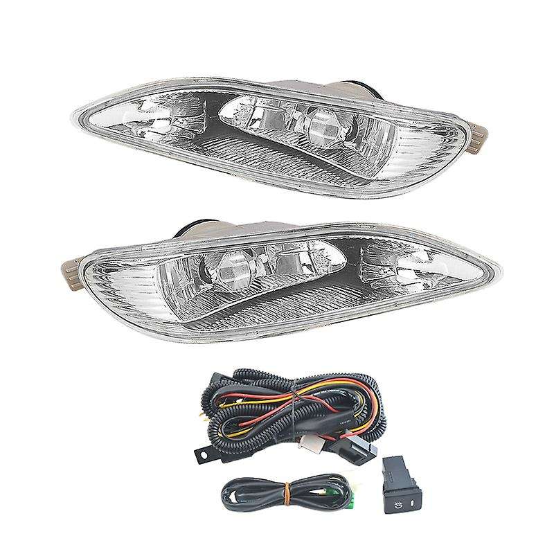 Car Bumper Lamp Clear Fog Light Pair+Switch Wiring Kit for 2005-2008 81220-AA011 81210-AA011