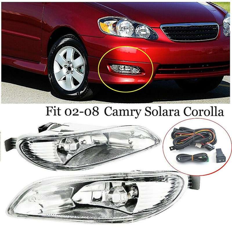 Car Bumper Lamp Clear Fog Light Pair+Switch Wiring Kit for 2005-2008 81220-AA011 81210-AA011