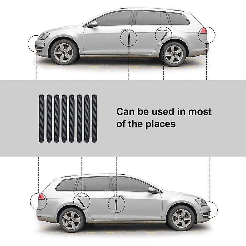 Car Bumper Protector Rubber Strips, Carbon Fibre Front and Rear Side Bumper Trim Guard for SUV MPV P