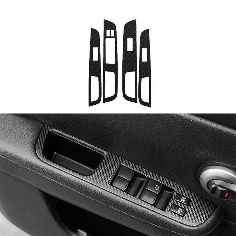 Car Carbon Decal Car Window Lift Button Switch Panel Stickers for TIIDA 2005-2010
