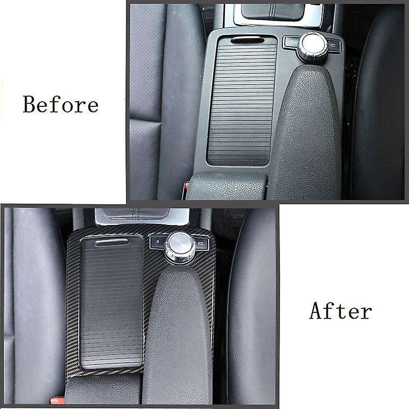 Car Carbon Fiber ABS Central Console Cup Holder Frame Trim Cover Right Drive for E Class C Class W2