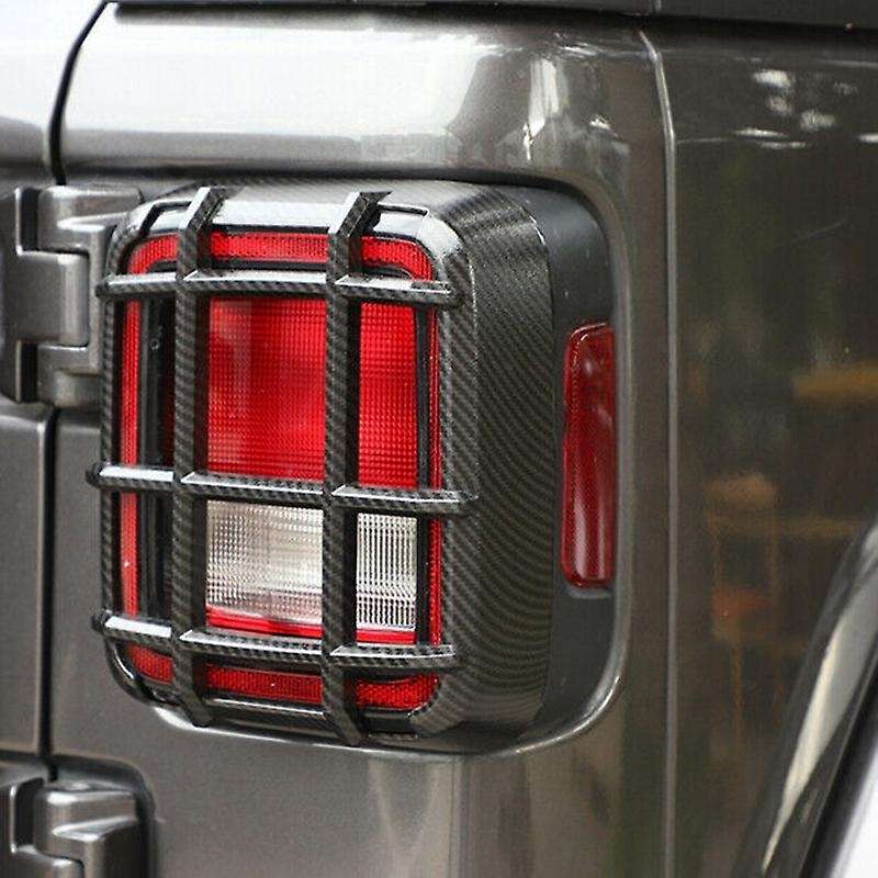 Car Carbon Fiber ABS Tail Light Lamp Cover Trim Decor Frame for Wrangler JL 2018-2020
