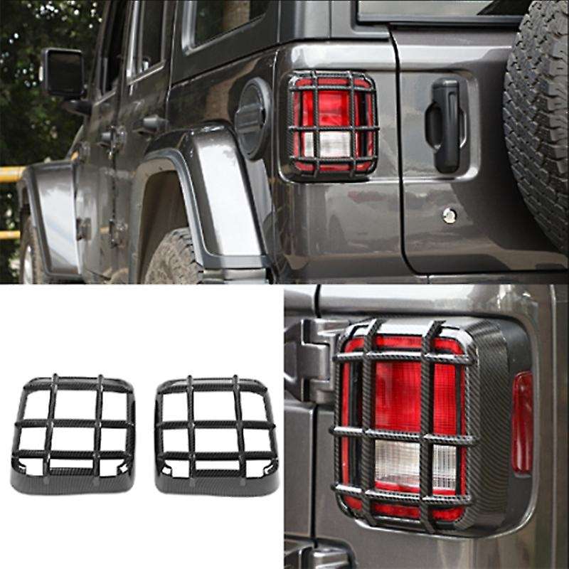 Car Carbon Fiber ABS Tail Light Lamp Cover Trim Decor Frame for Wrangler JL 2018-2020