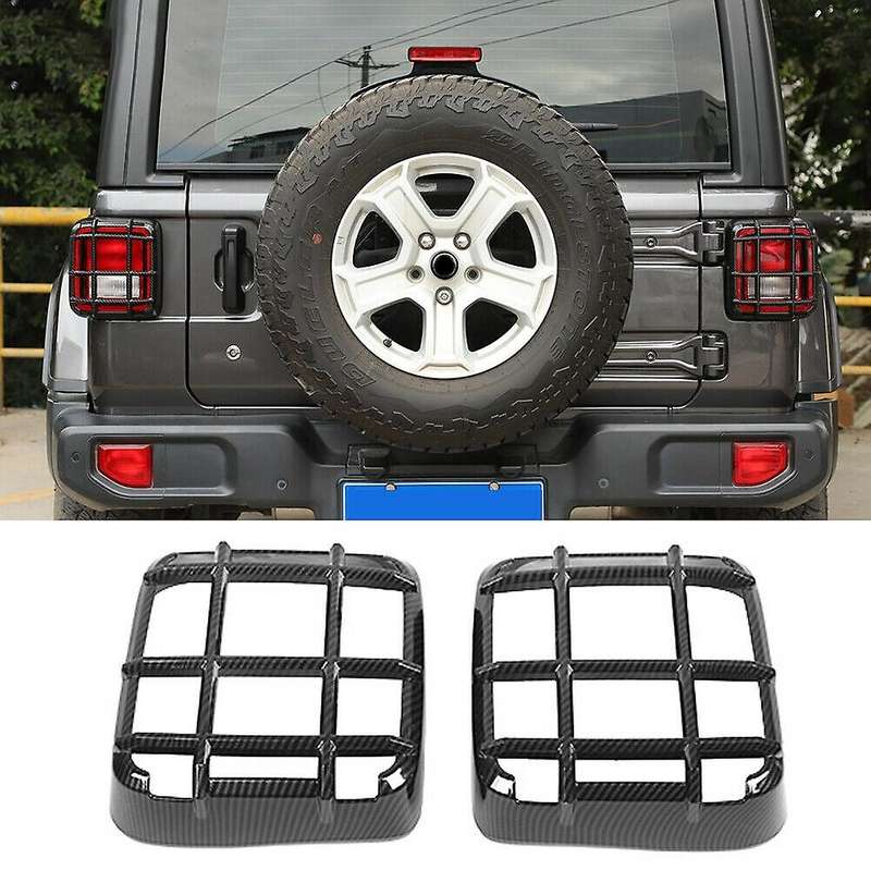 Car Carbon Fiber ABS Tail Light Lamp Cover Trim Decor Frame for Wrangler JL 2018-2020