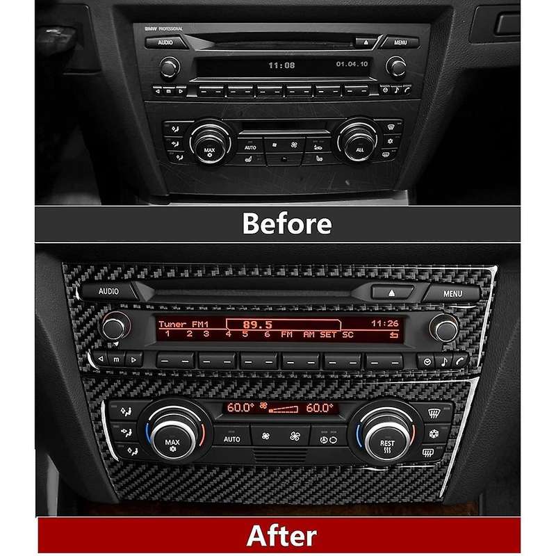 Car Carbon Fiber Air Condition CD Panel Sticker Cover Trim Decal for - 3 Series E90 E92 E93 2005-201