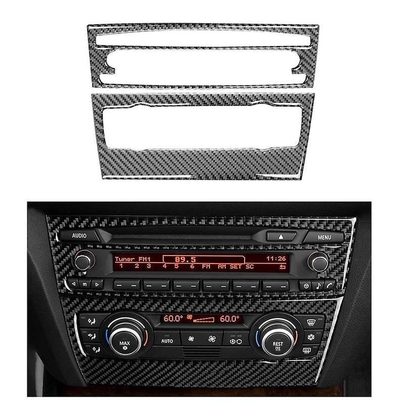Car Carbon Fiber Air Condition CD Panel Sticker Cover Trim Decal for - 3 Series E90 E92 E93 2005-201