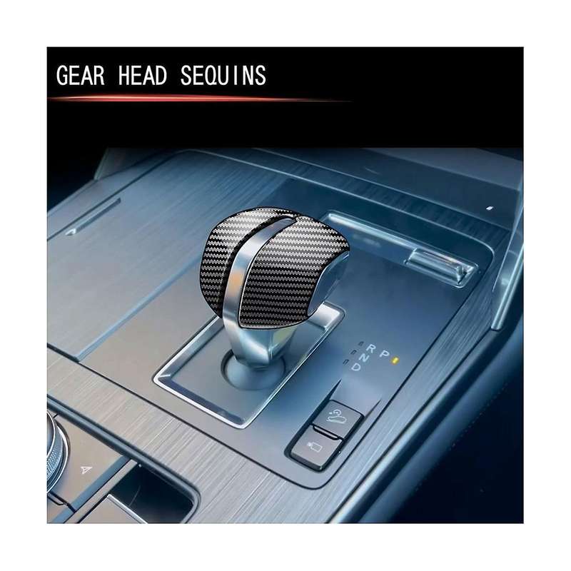 Car Carbon Fiber Black Gear Shift Knob Cover Central Control Gear Shift Knob Cover Decoration for -
