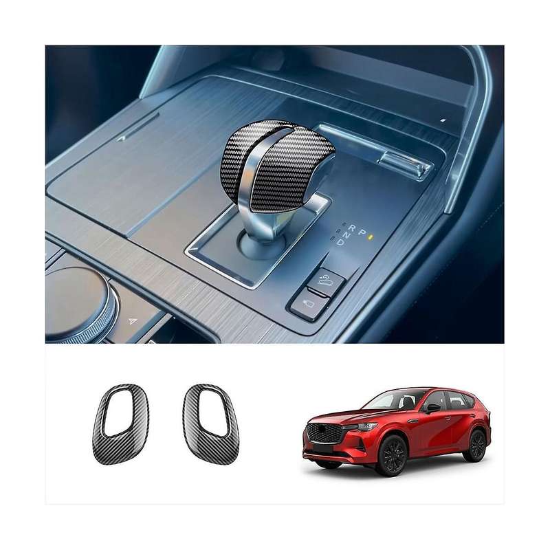 Car Carbon Fiber Black Gear Shift Knob Cover Central Control Gear Shift Knob Cover Decoration for -