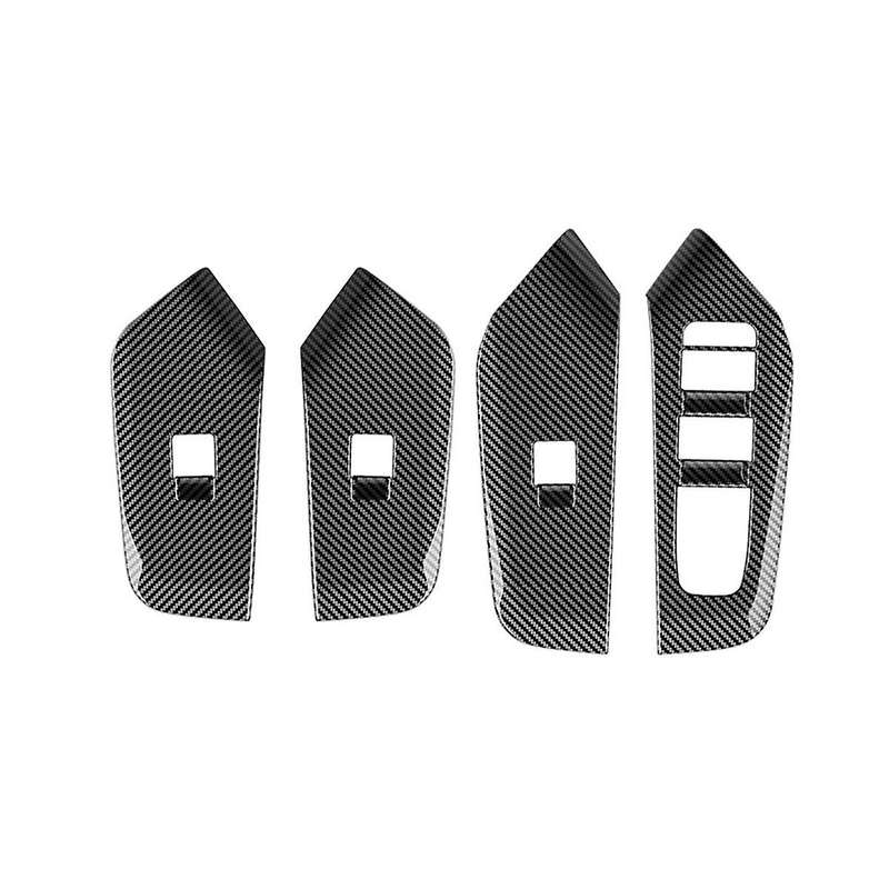 Car Carbon Fiber Black Window Glass Lift Button Switch Cover Trim Door Armrest Panel for Prius 60se