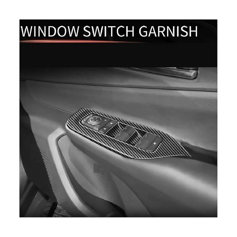 Car Carbon Fiber Black Window Glass Lift Button Switch Cover Trim Door Armrest Panel for Prius 60se