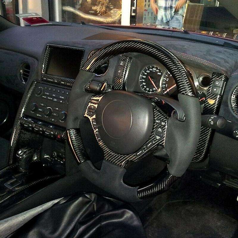 Car Carbon Fiber Car Steering Wheel Center Trim Cover Steering Wheel Center Protector for GT R R35 2