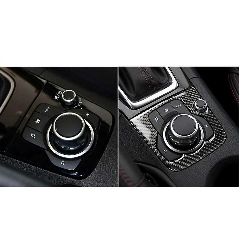 Car Carbon Fiber Center Console Multimedia Panel Trim Fit for Axela Car Button Trim Decorative Drive