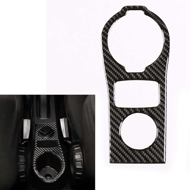 Car Carbon Fiber Center Console Water Cup Holder Decoration Cover Trim Stickers for Smart 453 Fortwo