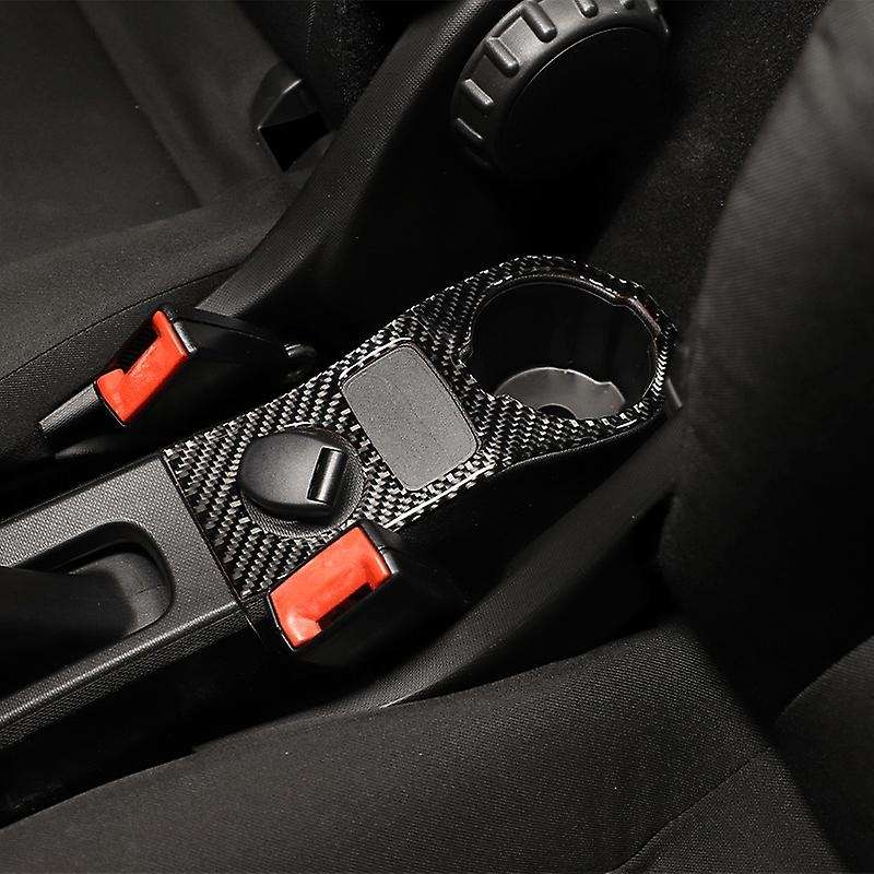Car Carbon Fiber Center Console Water Cup Holder Decoration Cover Trim Stickers for Smart 453 Fortwo