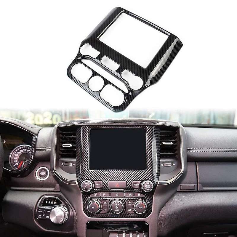 Car Carbon Fiber Central Control Navigation Screen Cover Trim for Ram 1500 2019 2020 Accessories