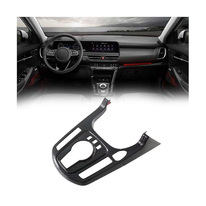 Car Carbon Fiber Central Control Gear Shift Panel Decal Interior Modification for Seltos 2022 2023
