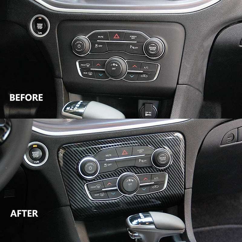 Car Carbon Fiber Central Control Air Conditioning A/C Panel Cover Trim for Charger 2015-2020 Accesso