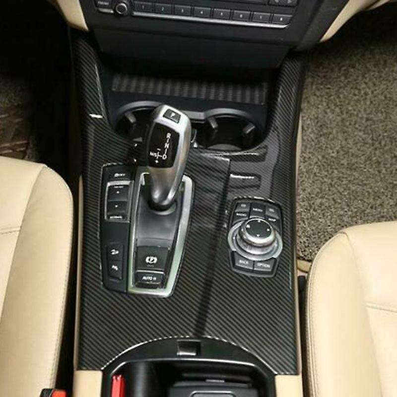 Car Carbon Fiber Central Control Gear Shift Knob Panel Trim Cover Car Accessories for- X3 F25 X4 F26